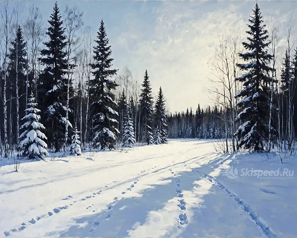 Пейзаж зимнего леса в Финляндии