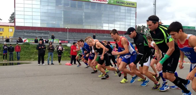 Беговой этап. Старт Чемпионата России по дуатлону 2013 в Демино