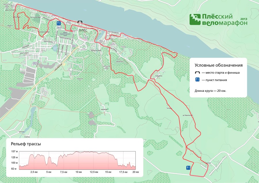 Схема велотрассы Плесского веломарафона 2014