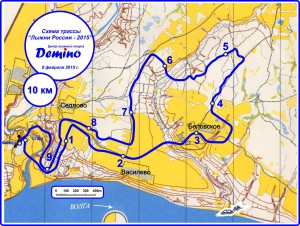 Схема дистанции Лыжни России 2015 на 10 км.