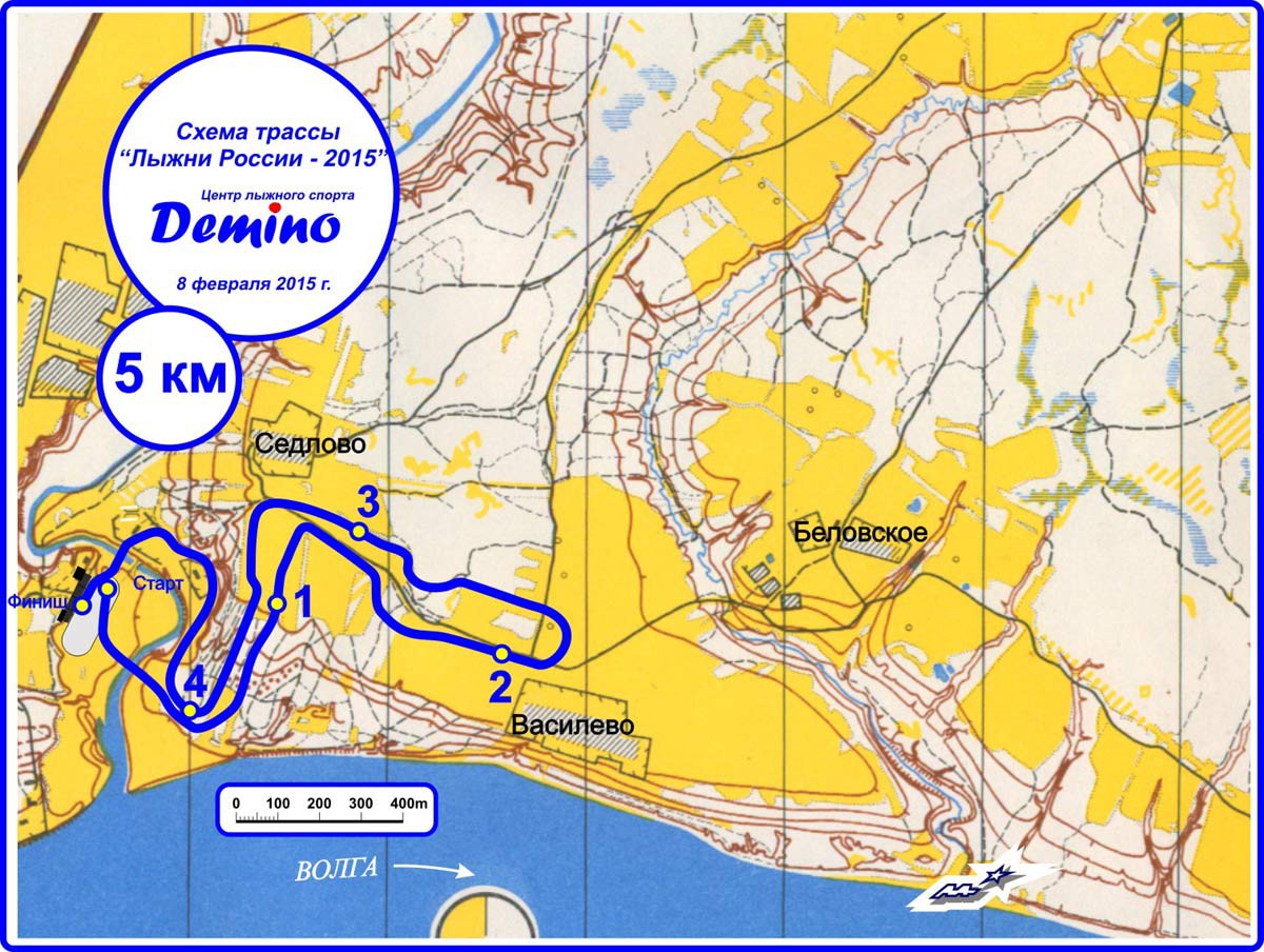 Схема дистанции Лыжни России 2015 на 5 км.