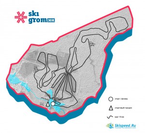 Схема дистанции - Лыжная гонка на 30 км. - Зимний гром 2016
