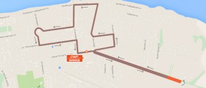 Карта-схема - Дистанция 10 км. на Тутаевском полумарафоне 2016