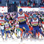 Фото старта. Дёминский лыжный марафон 2021
