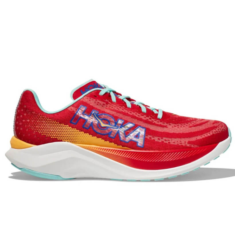 Кроссовки Hoka Mach X Cerise/Cloudless. Мужские, красного цвета