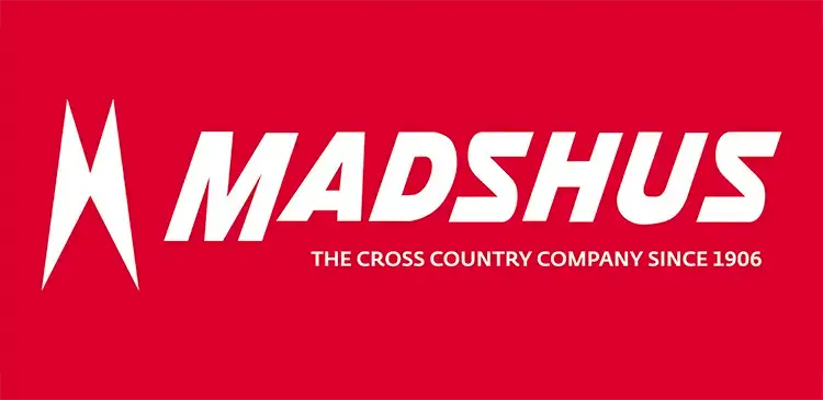 Логотип Madshus - Белые буквы на красном фоне