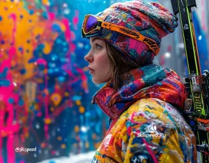Девушка биатлонист в зимней экипировке с ружьём - Арт-афиша