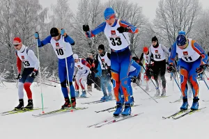 Лыжная гонка в Дмитриановском. Старт спортсменов