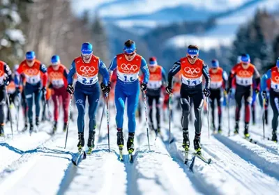 Лыжники на масстарте классическим ходом