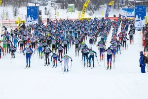 Общий старт лыжного марафона МВТУ 2026 г. Москва (Альфа-Битца)