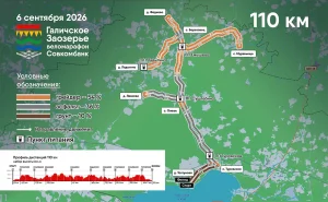 Карта схема дистанции 110 км. Галичский веломарафон 2026