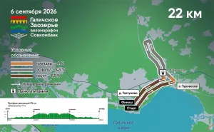 Карта схема дистанции 22 км. Галичский веломарафон 2026